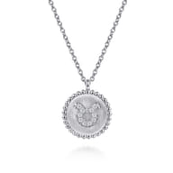 Zodiac - 925 Sterling Silver Diamond Bujukan Taurus Apr 20 - May 20 Zodiac Pendant Necklace