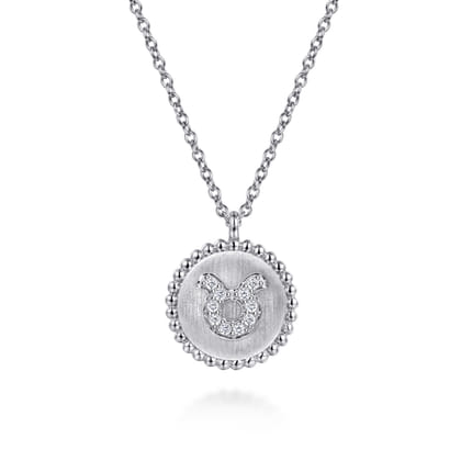Zodiac - 925 Sterling Silver Diamond Bujukan Taurus Apr 20 - May 20 Zodiac Pendant Necklace