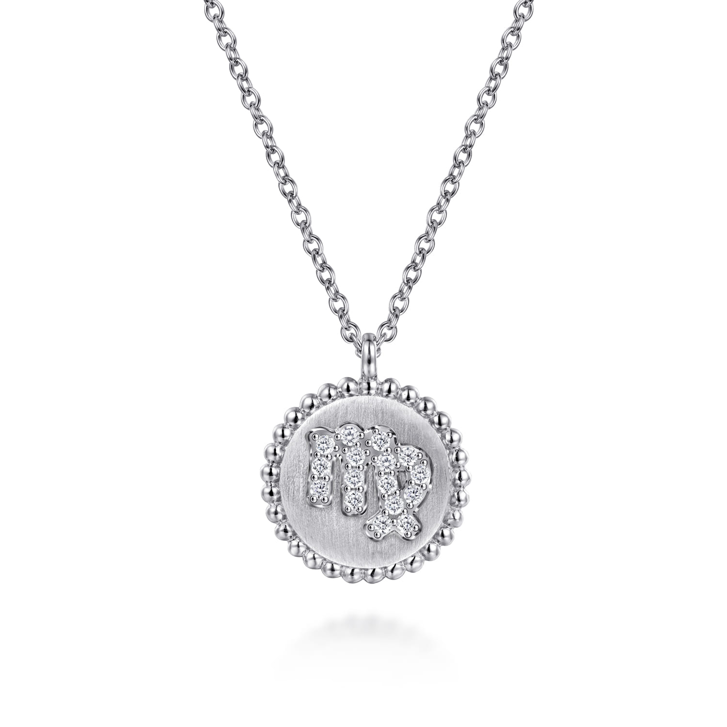 Zodiac - 925 Sterling Silver Diamond Bujukan Virgo Aug 23 - Sep 22 Zodiac Pendant Necklace - 0.05 ct - Shot 1