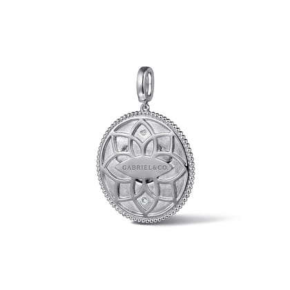 Zodiac - 925 Sterling Silver White Sapphire Bujukan Cancer Medallion Pendant with Detachable Bail