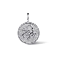 Zodiac - 925 Sterling Silver White Sapphire Bujukan Scorpio Medallion Pendant With Detachable Bail