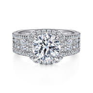 Zyra - 14K White Gold Cushion Halo Round Diamond Channel Set Engagement Ring