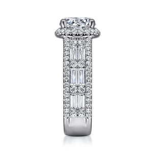 Zyra - 14K White Gold Cushion Halo Round Diamond Channel Set Engagement Ring