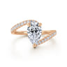 Leina - 14K Rose Gold Bypass Pear Shape Hidden Halo Diamond Engagement Ring - 0.3 ct