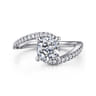 Aiva - 14K White Gold Bypass Cushion Cut Diamond Engagement Ring - 0.22 ct