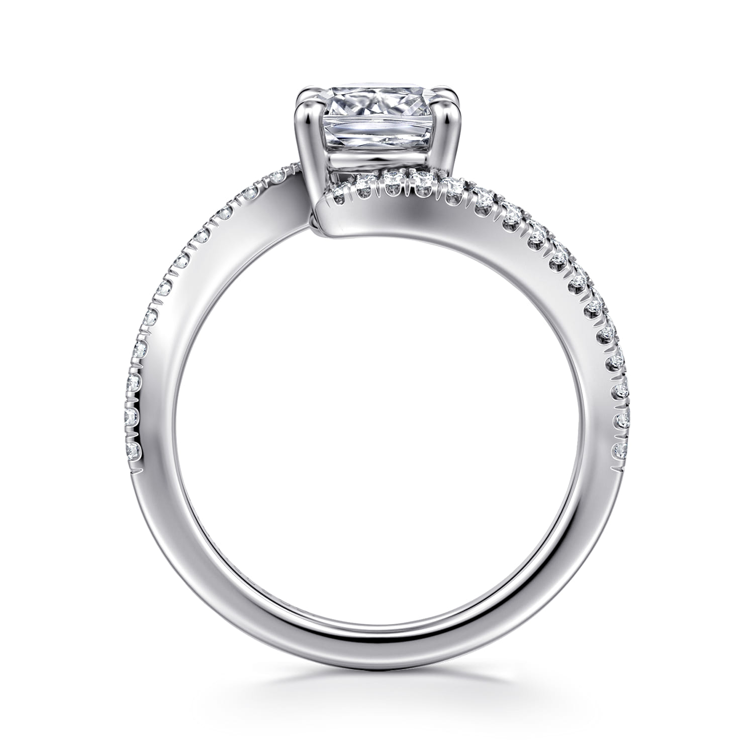 Aiva - 14K White Gold Bypass Cushion Cut Diamond Engagement Ring - 0.22 ct - Shot 2