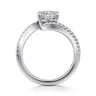 Aiva - 14K White Gold Bypass Cushion Cut Diamond Engagement Ring - 0.22 ct
