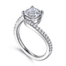 Aiva - 14K White Gold Bypass Cushion Cut Diamond Engagement Ring - 0.22 ct
