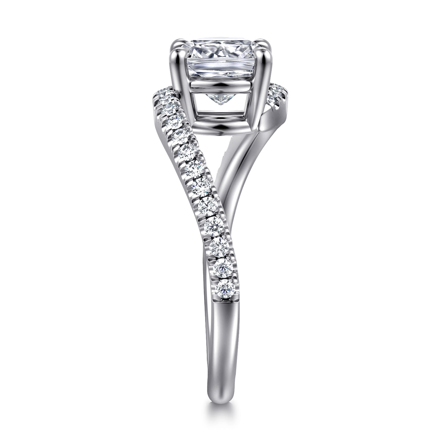 Aiva - 14K White Gold Bypass Cushion Cut Diamond Engagement Ring - 0.22 ct - Shot 4