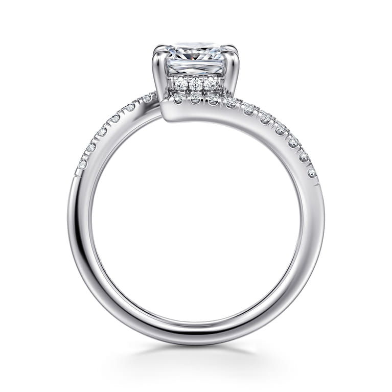 Leina - 14K White Gold Cushion Hidden Halo Diamond Engagement Ring - 0.25 ct - Shot 2