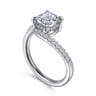 Leina - 14K White Gold Cushion Hidden Halo Diamond Engagement Ring - 0.25 ct