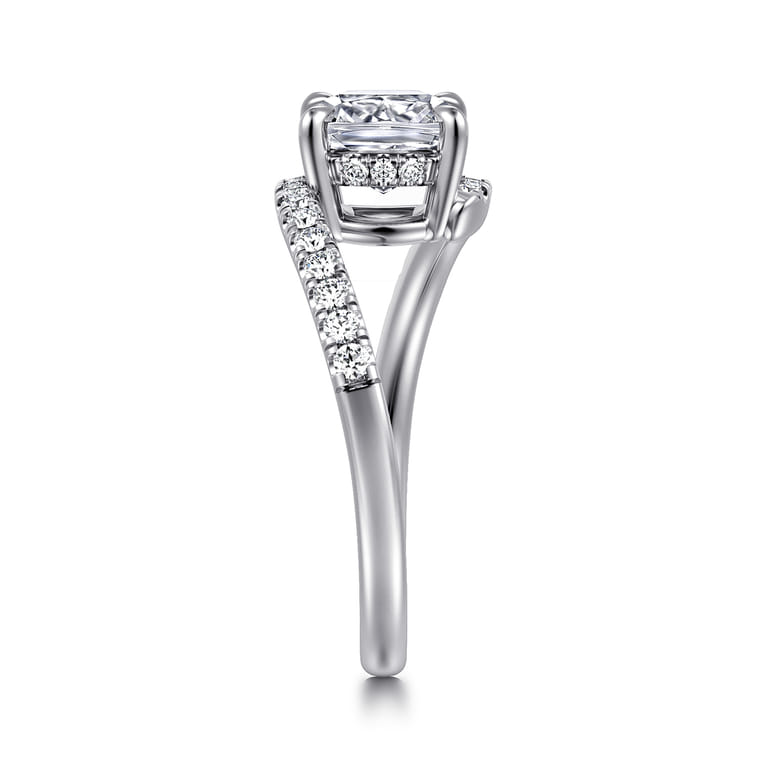 Leina - 14K White Gold Cushion Hidden Halo Diamond Engagement Ring - 0.25 ct - Shot 4