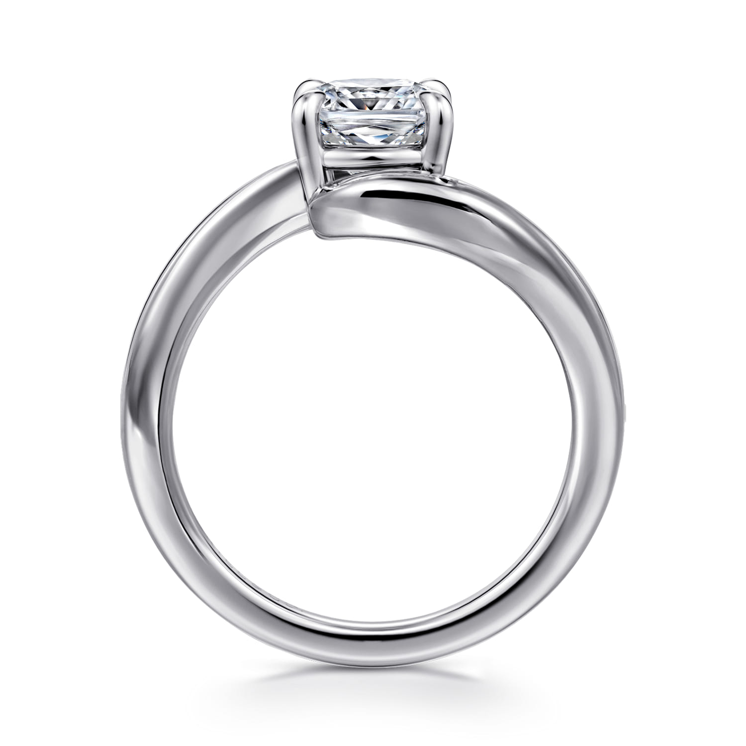 Delphi - 14K White Gold Bypass Cushion Cut Diamond Engagement Ring - Shot 2