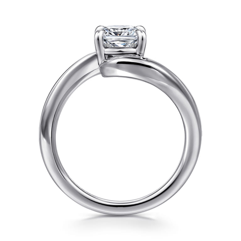 Delphi - 14K White Gold Bypass Cushion Cut Diamond Engagement Ring - Shot 2