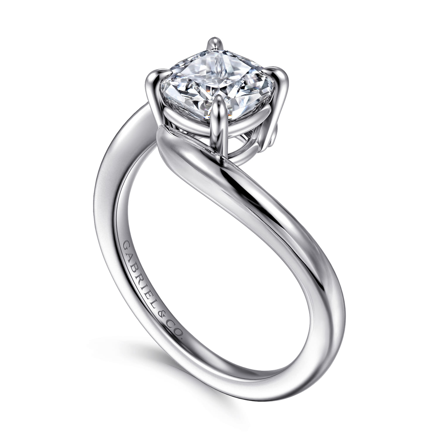 Delphi - 14K White Gold Bypass Cushion Cut Diamond Engagement Ring - Shot 3