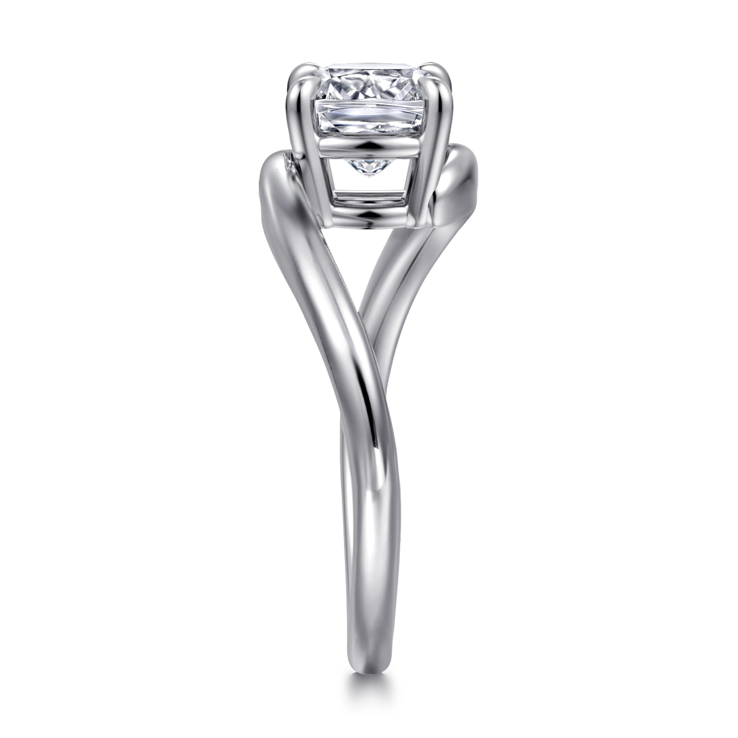 Delphi - 14K White Gold Bypass Cushion Cut Diamond Engagement Ring - Shot 4