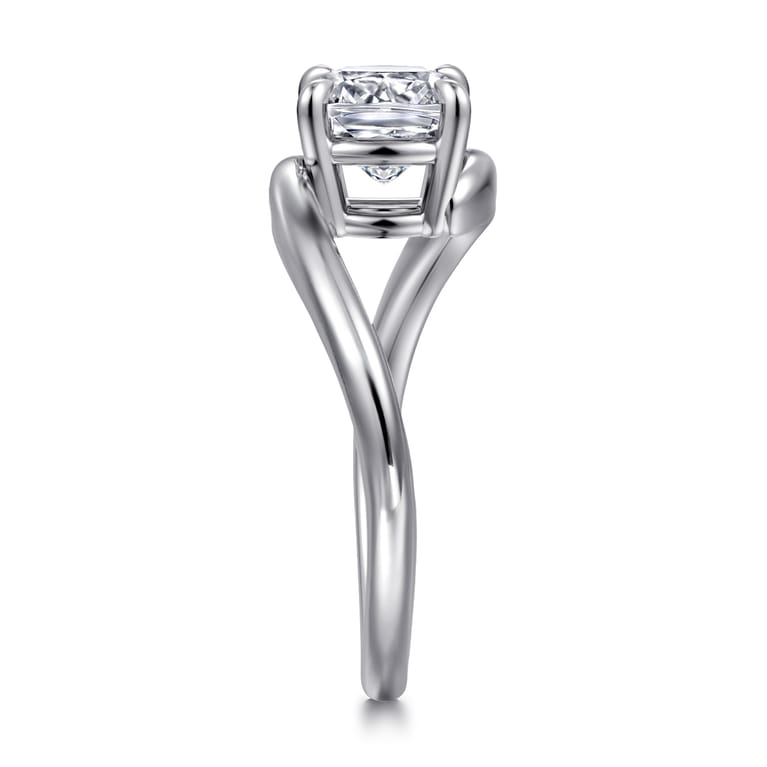 Delphi - 14K White Gold Bypass Cushion Cut Diamond Engagement Ring - Shot 4