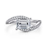 Aiva - 14K White Gold Bypass Emerald Cut Diamond Engagement Ring - 0.22 ct
