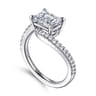 Aiva - 14K White Gold Bypass Emerald Cut Diamond Engagement Ring - 0.22 ct