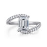 Leina - 14K White Gold Emerald Cut Hidden Halo Diamond Engagement Ring - 0.3 ct