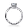 Leina - 14K White Gold Emerald Cut Hidden Halo Diamond Engagement Ring - 0.3 ct