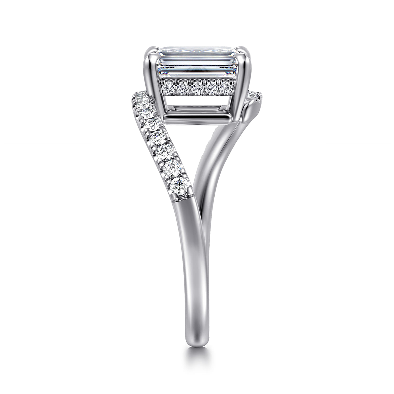 Leina - 14K White Gold Emerald Cut Hidden Halo Diamond Engagement Ring - 0.3 ct - Shot 4