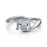 Delphi - 14K White Gold Bypass Emerald Cut Diamond Engagement Ring