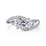 Aiva - 14K White Gold Bypass Marquise Shape Diamond Engagement Ring - 0.22 ct