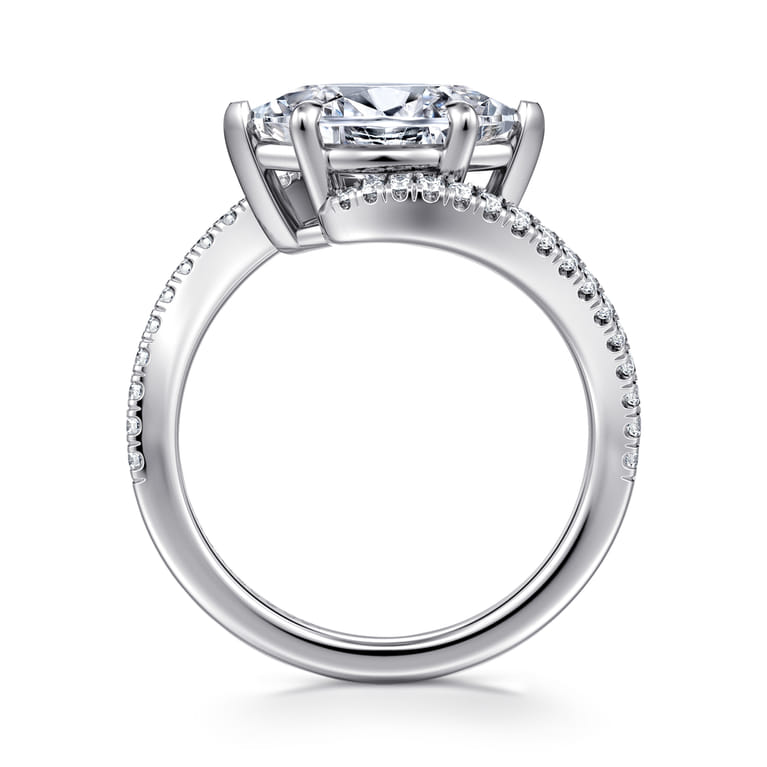 Aiva - 14K White Gold Bypass Marquise Shape Diamond Engagement Ring - 0.22 ct - Shot 2