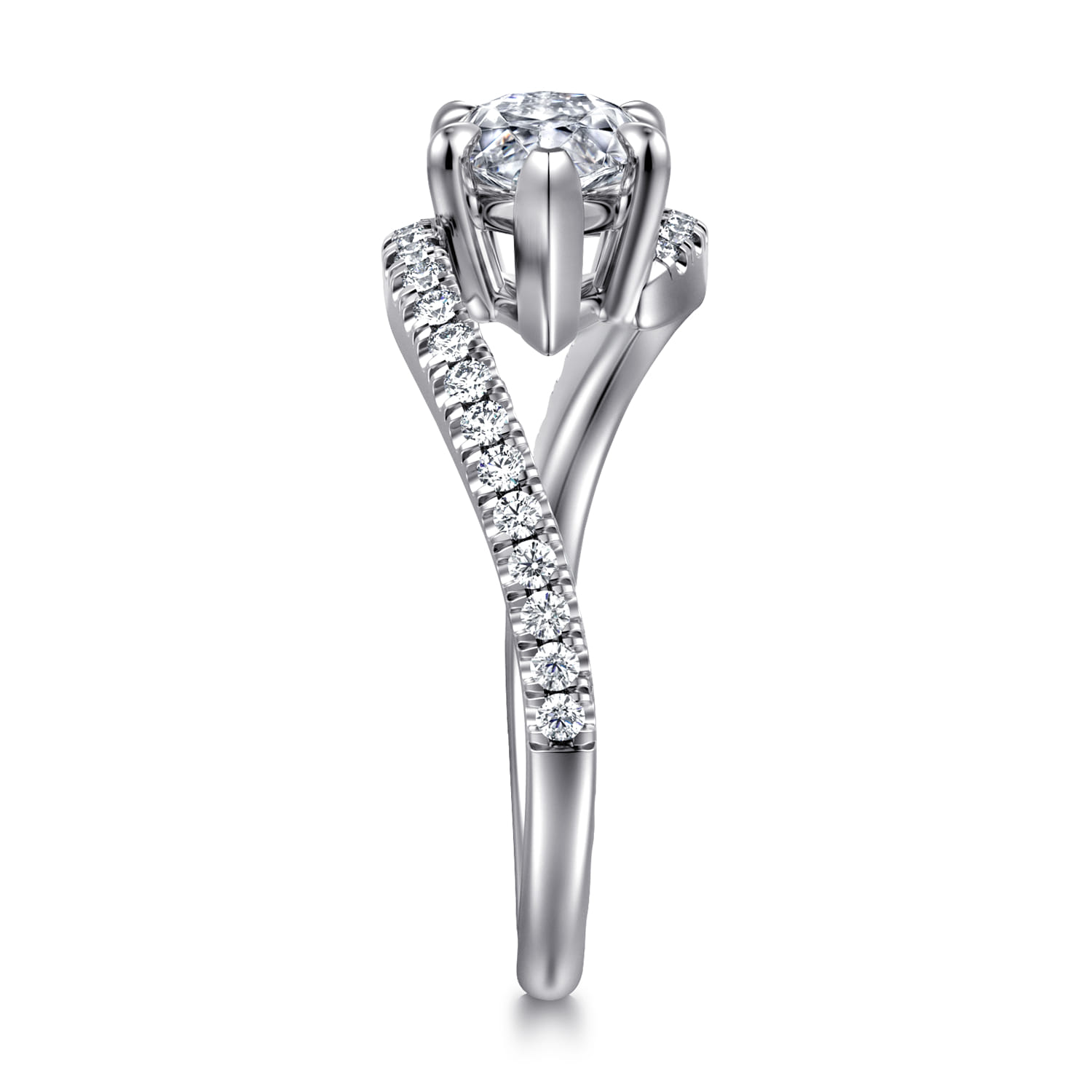 Aiva - 14K White Gold Bypass Marquise Shape Diamond Engagement Ring - 0.22 ct - Shot 4