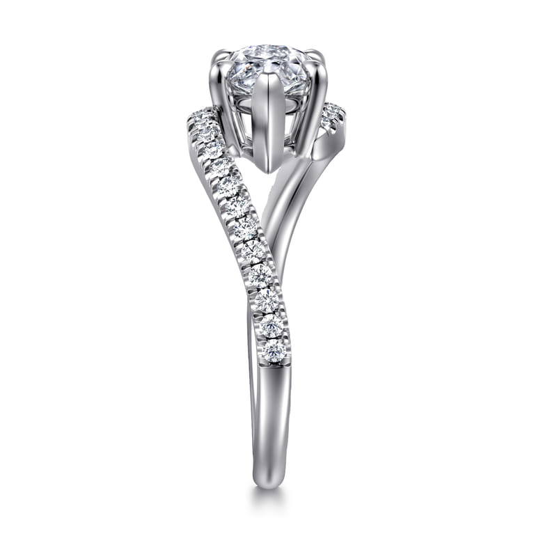 Aiva - 14K White Gold Bypass Marquise Shape Diamond Engagement Ring - 0.22 ct - Shot 4