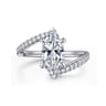 Leina - 14K White Gold Marquise Shape Hidden Halo Diamond Engagement Ring - 0.25 ct