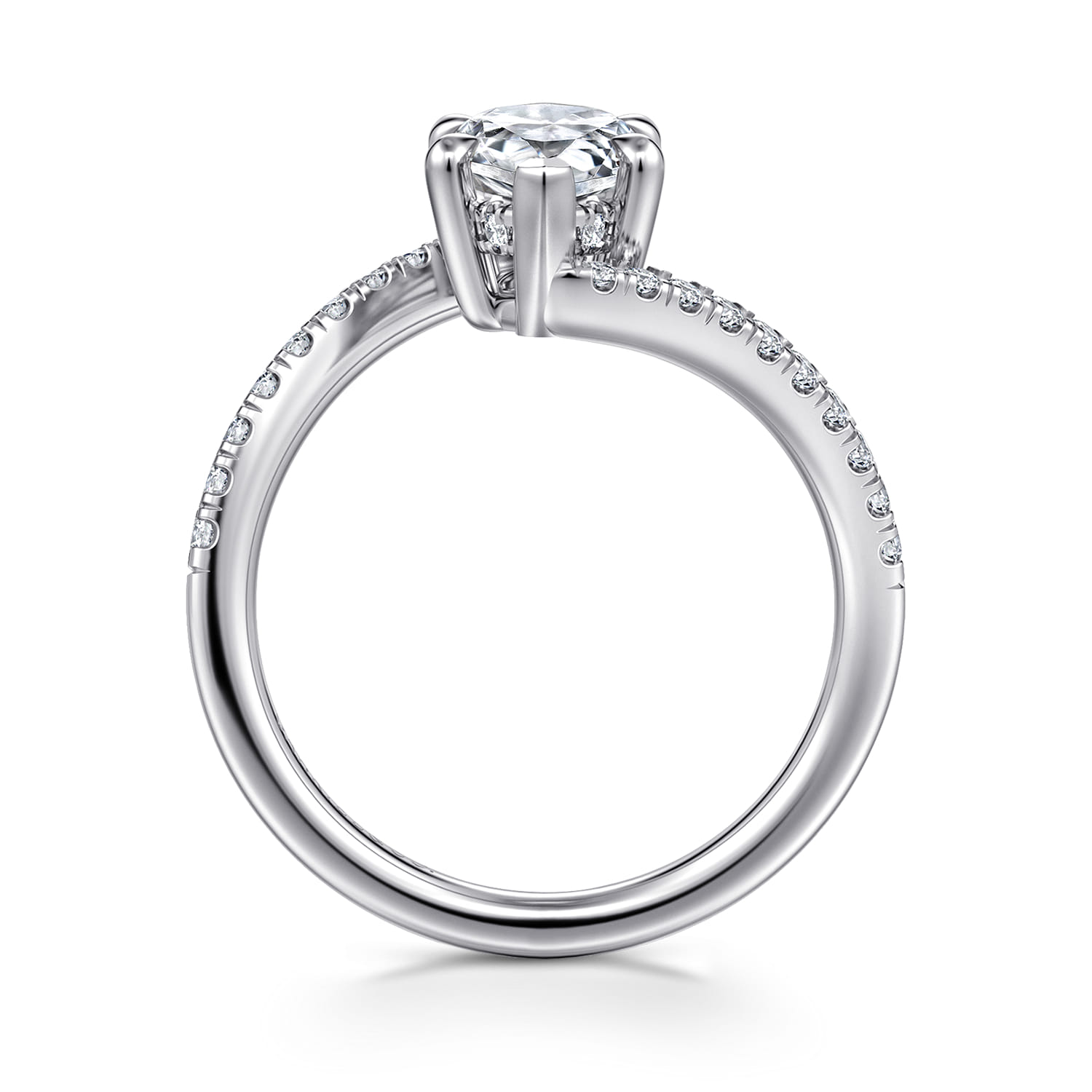 Leina - 14K White Gold Marquise Shape Hidden Halo Diamond Engagement Ring - 0.25 ct - Shot 2