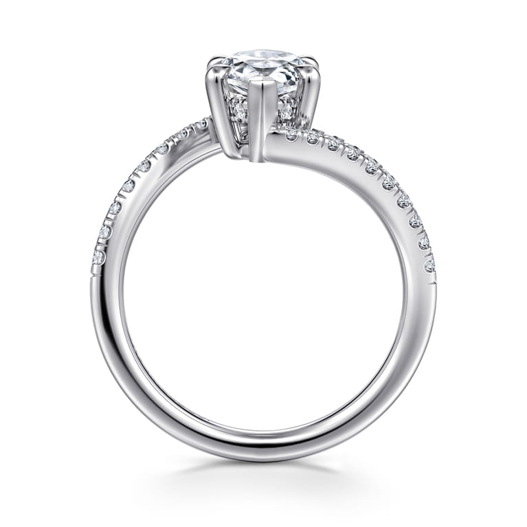 Leina - 14K White Gold Marquise Shape Hidden Halo Diamond Engagement Ring - 0.25 ct - Shot 2