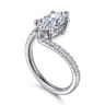 Leina - 14K White Gold Marquise Shape Hidden Halo Diamond Engagement Ring - 0.25 ct
