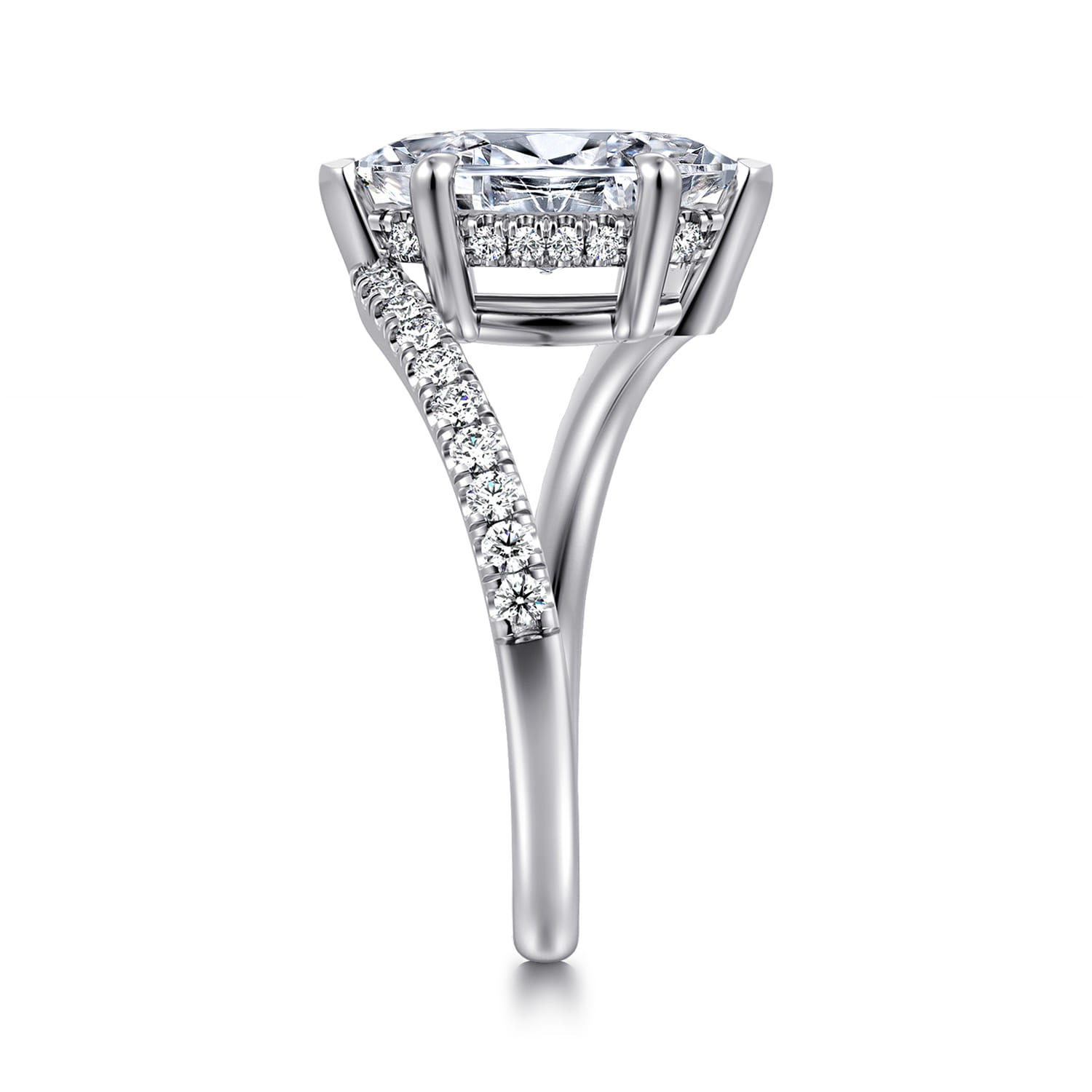 Leina - 14K White Gold Marquise Shape Hidden Halo Diamond Engagement Ring - 0.25 ct - Shot 4