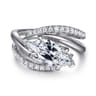 Slate - 14K White Gold Bypass Marquise Shape Diamond Engagement Ring - 0.35 ct