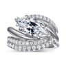 Slate - 14K White Gold Bypass Marquise Shape Diamond Engagement Ring - 0.35 ct
