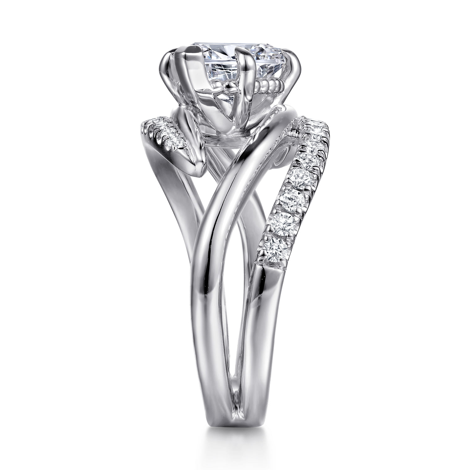 Slate - 14K White Gold Bypass Marquise Shape Diamond Engagement Ring - 0.35 ct - Shot 5