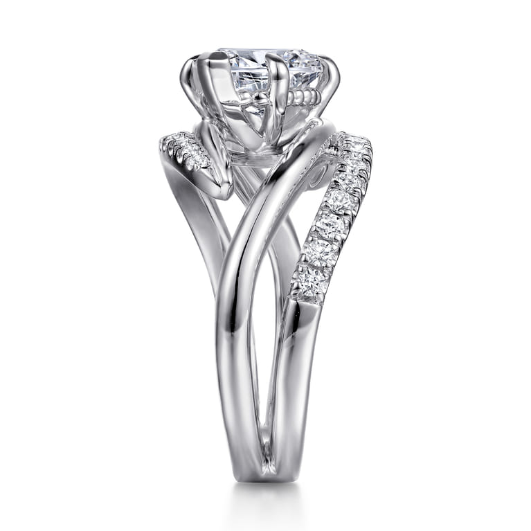 Slate - 14K White Gold Bypass Marquise Shape Diamond Engagement Ring - 0.35 ct - Shot 5