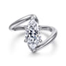 Lidya - 14K White Gold Bypass Marquise Shape Diamond Engagement Ring - 0.08 ct