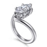 Lidya - 14K White Gold Bypass Marquise Shape Diamond Engagement Ring - 0.08 ct