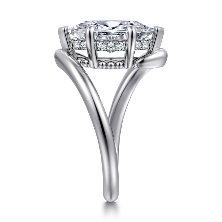 Lidya - 14K White Gold Bypass Marquise Shape Diamond Engagement Ring - 0.08 ct - Shot 4