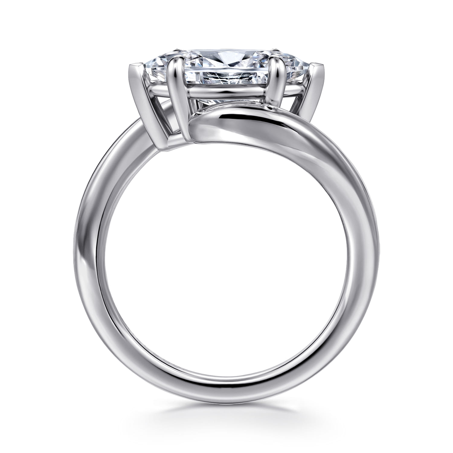 Delphi - 14K White Gold Bypass Marquise Shape Diamond Engagement Ring - Shot 2