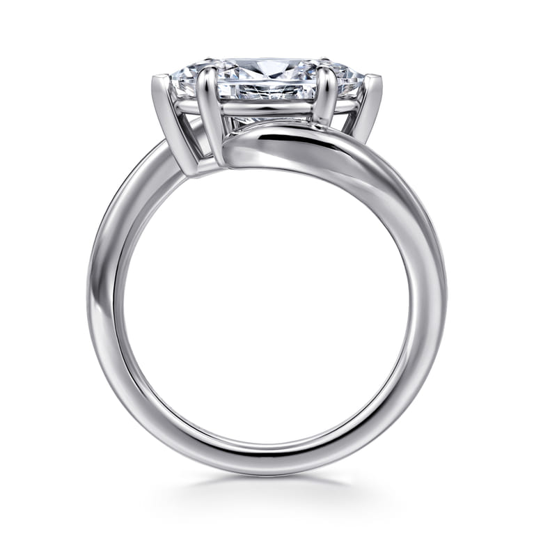 Delphi - 14K White Gold Bypass Marquise Shape Diamond Engagement Ring - Shot 2