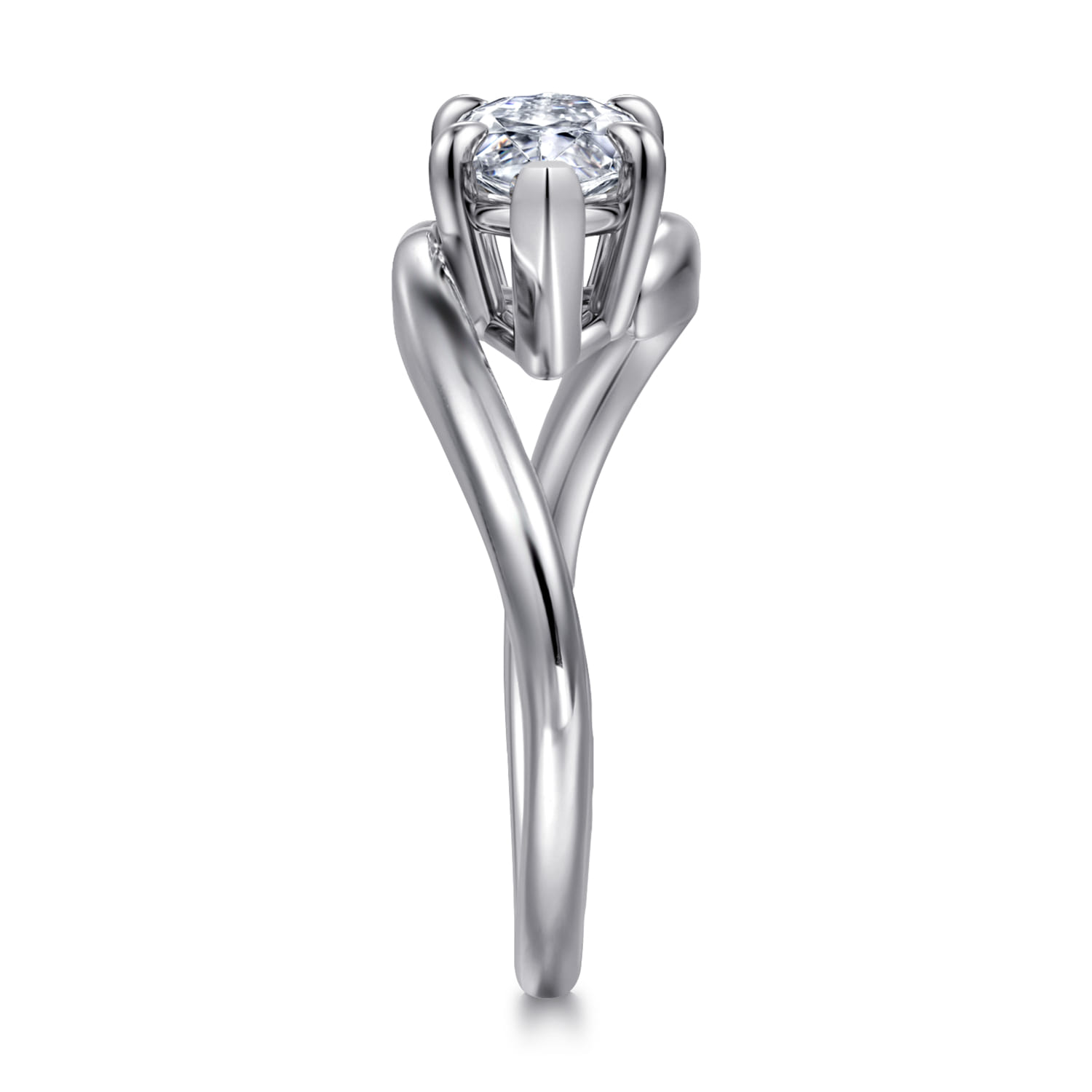 Delphi - 14K White Gold Bypass Marquise Shape Diamond Engagement Ring - Shot 4