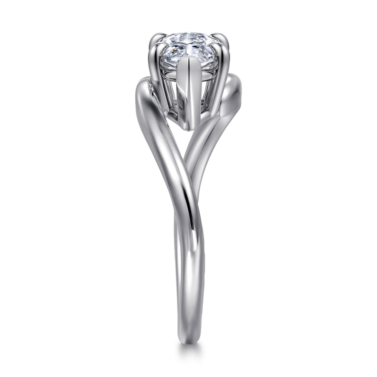 Delphi - 14K White Gold Bypass Marquise Shape Diamond Engagement Ring - Shot 4