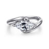 14K White Gold Bypass Compass Prong Marquise Shape Diamond Engagement Ring