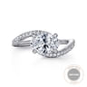 Aiva - 14K White Gold Bypass Oval Diamond Engagement Ring - 0.22 ct