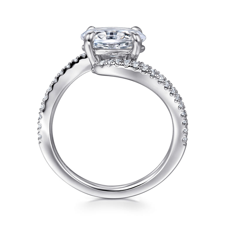 Aiva - 14K White Gold Bypass Oval Diamond Engagement Ring - 0.22 ct - Shot 2